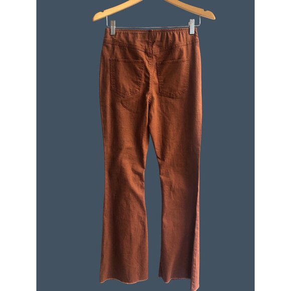 TINSELTOWN -WOMENS BROWN PULL ON FLARE CORDUROY PANTS - HI-RISE SIZE 3 - Picture 2 of 7